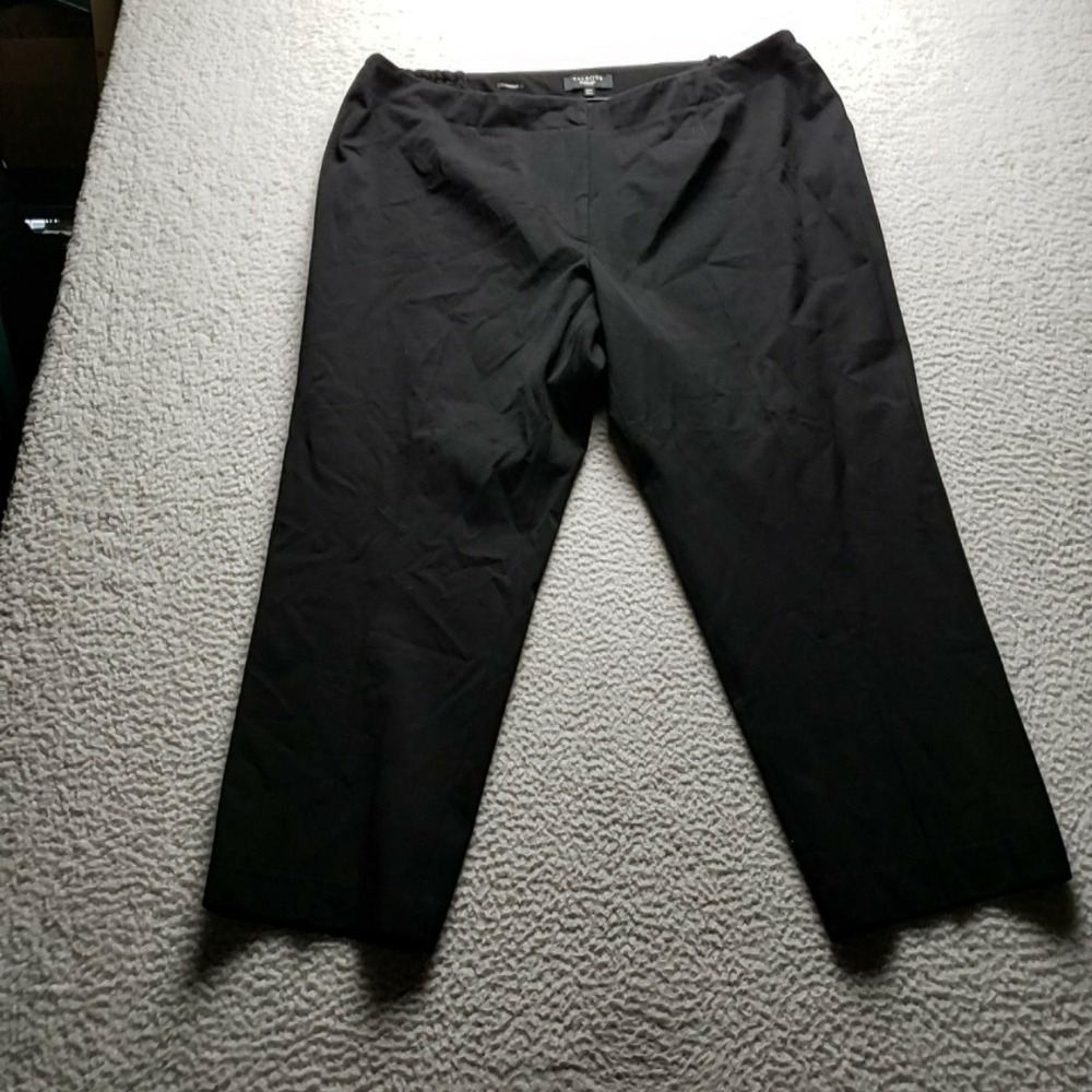 Talbots Dress Pants Womens 22W Black Twill Pull On Elastic Waist Stretch Casual